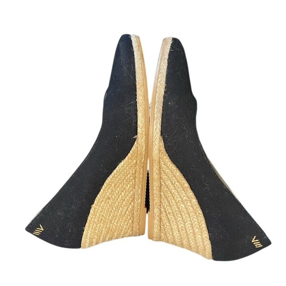 Viscata Barcelona Womens Black V cut Canvas Wedge Espadrilles Euro Size 36 Us 6 - Picture 6 of 11